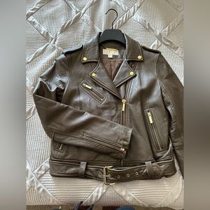 Michael Kors Leather Cropped Moto